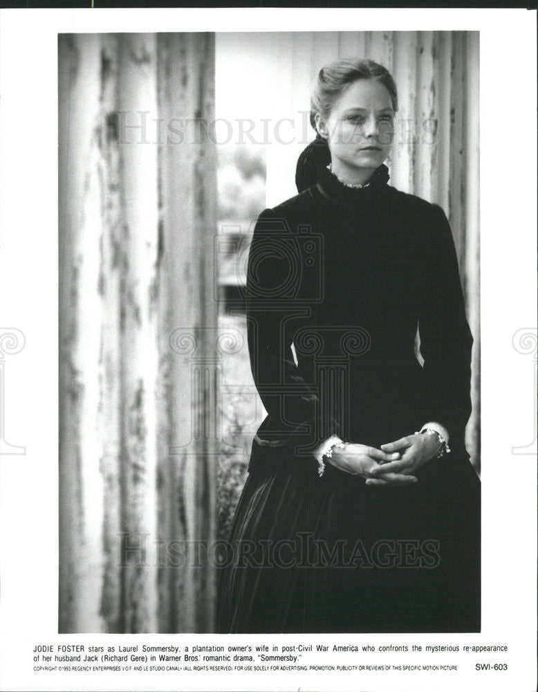 1993 Press Photo Jodie Foster Actress Sommersby - Historic Images