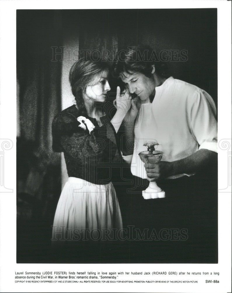 1993 Press Photo Jodie Foster Richard Gere Sommersby Romantic Drama Civil War - Historic Images