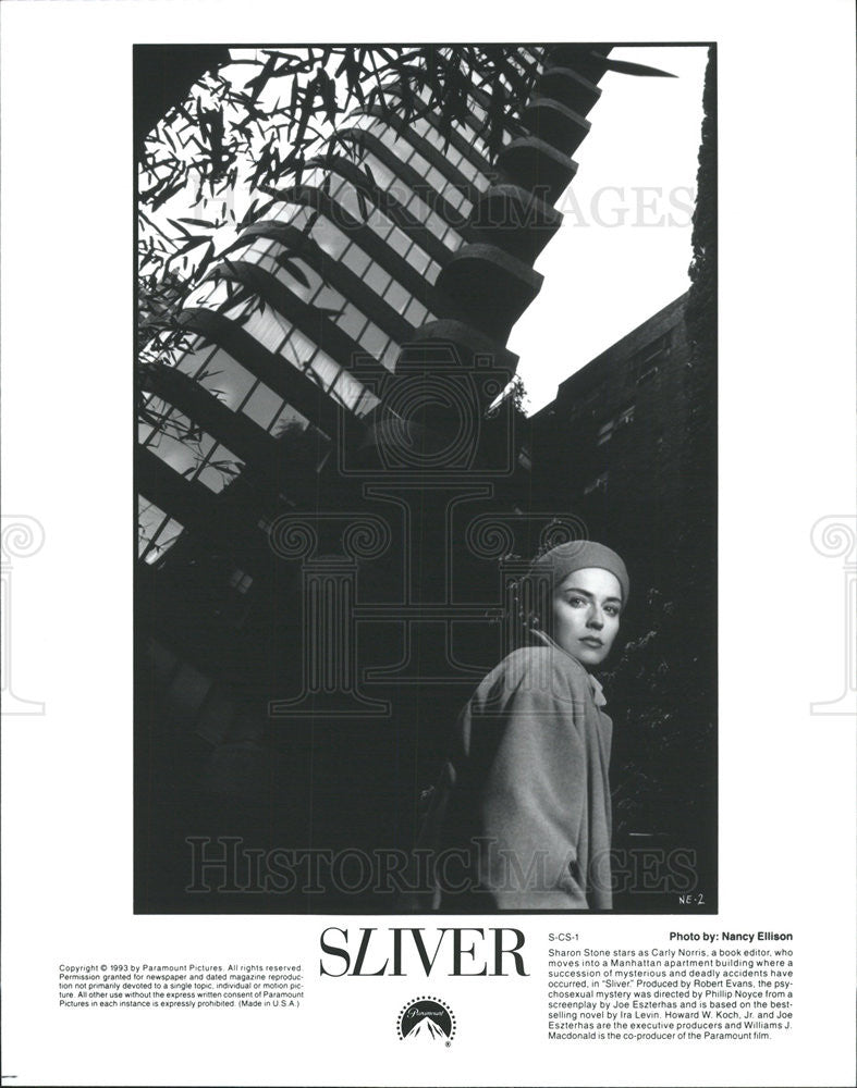 1993 Press Photo Sharon Stone stars in &quot;Sliver&quot; - Historic Images