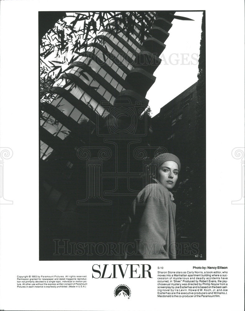 1993 Press Photo Sharon Stone stars in &quot;Sliver&quot; - Historic Images