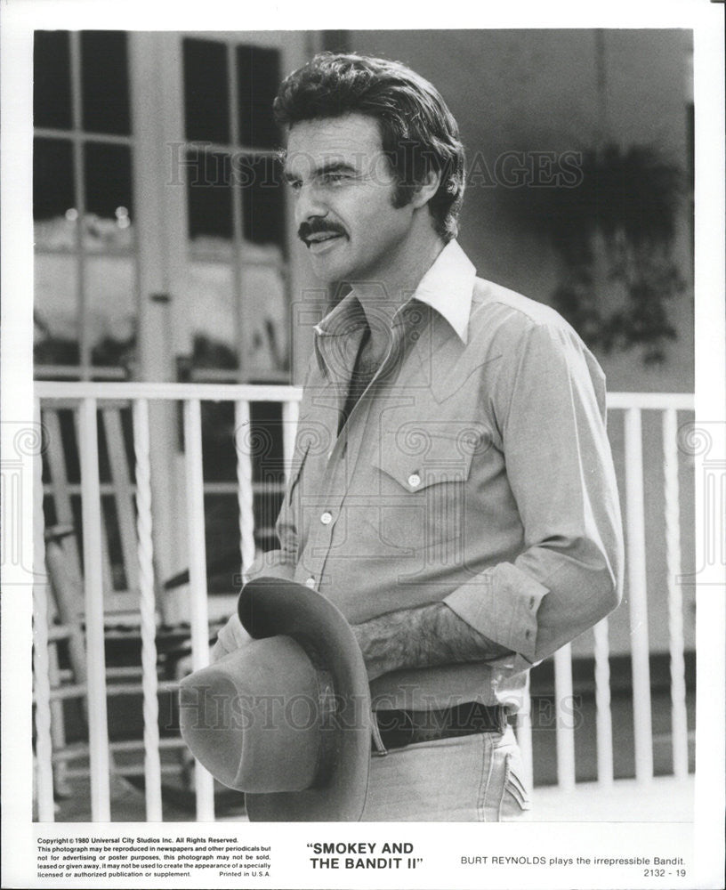 1980 Press Photo Burt Reynolds Actor Smokey Bandit II Comedy Film Movie - Historic Images