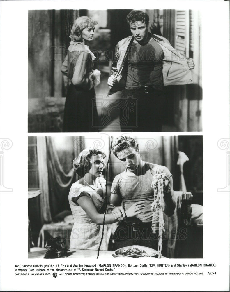 1993 Press Photo Vivien Leigh marlon Brando Kim Hunter Actors Streetcar Named - Historic Images