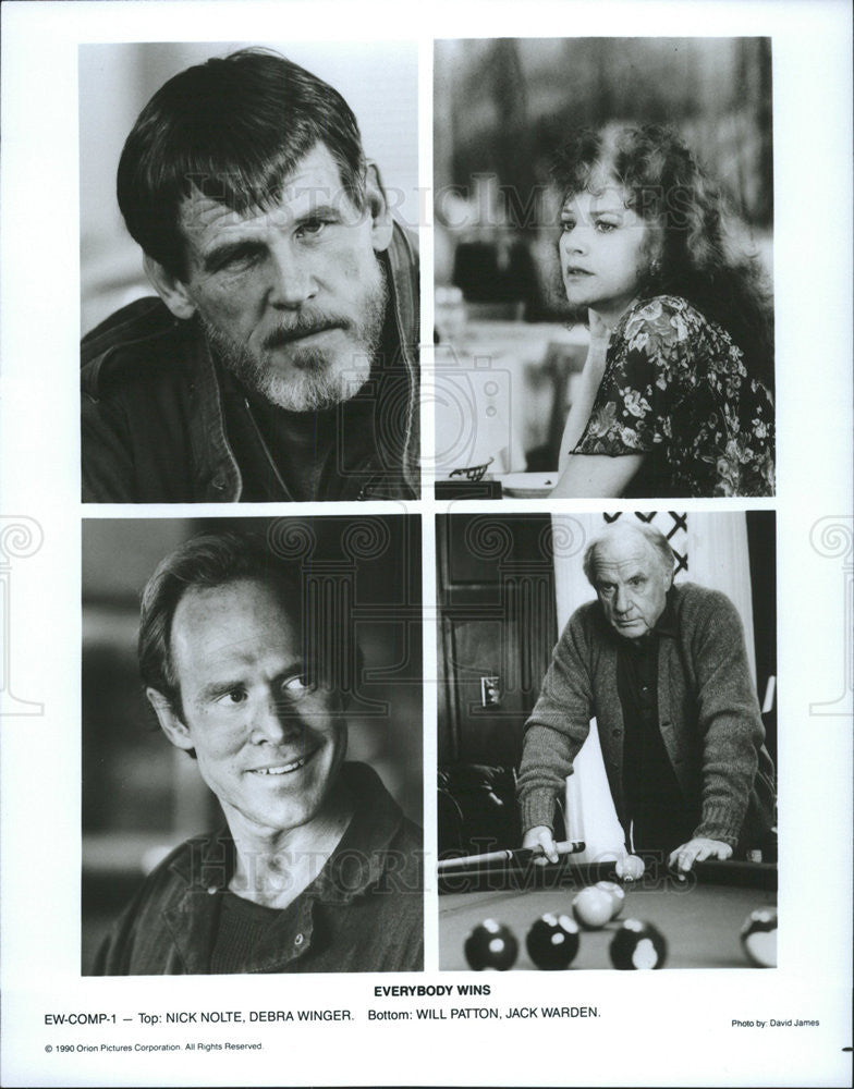 1990 Press Photo Nick Nolte, Debra Winger, Will Patton &quot;Everybody Wins&quot; - Historic Images