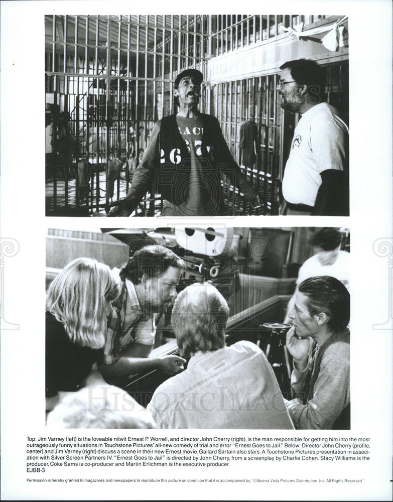 Press Photo Jim Varney Actor John Cherry Director Ernest Goes Jail - Historic Images