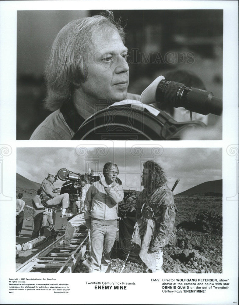 1985 Press Photo Wolfgang Peterson Director Dennis Quaid Actor Enemy Mine - Historic Images