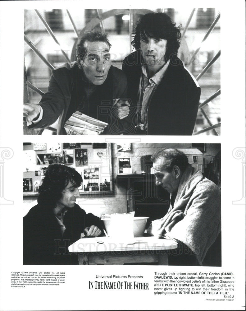 1993 Press Photo Daniel Day-Lewis Actor Pete Postlethwaite In Name Of Father - Historic Images