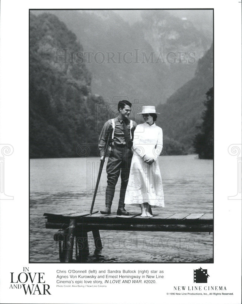 1996 Press Photo In Love And War Film Chris O&#39;Donnell Sandra Bullock Dock Scene - Historic Images