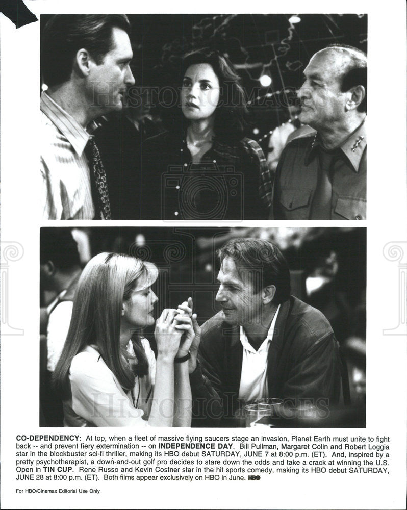 Press Photo Bill Pullman Margaret Colin Robert Loggia Actors Independence Day - Historic Images