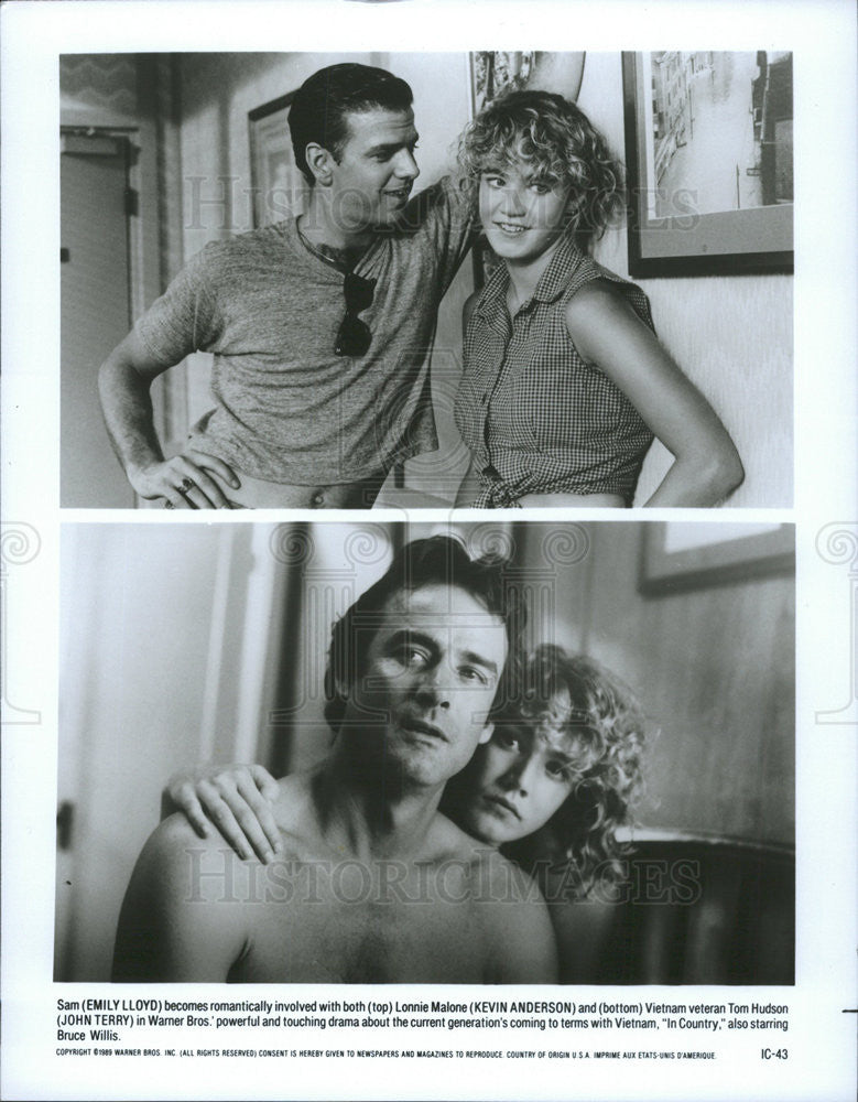 1989 Press Photo Emily Lloyd Kevin Anderson John Terry Actors In Country - Historic Images