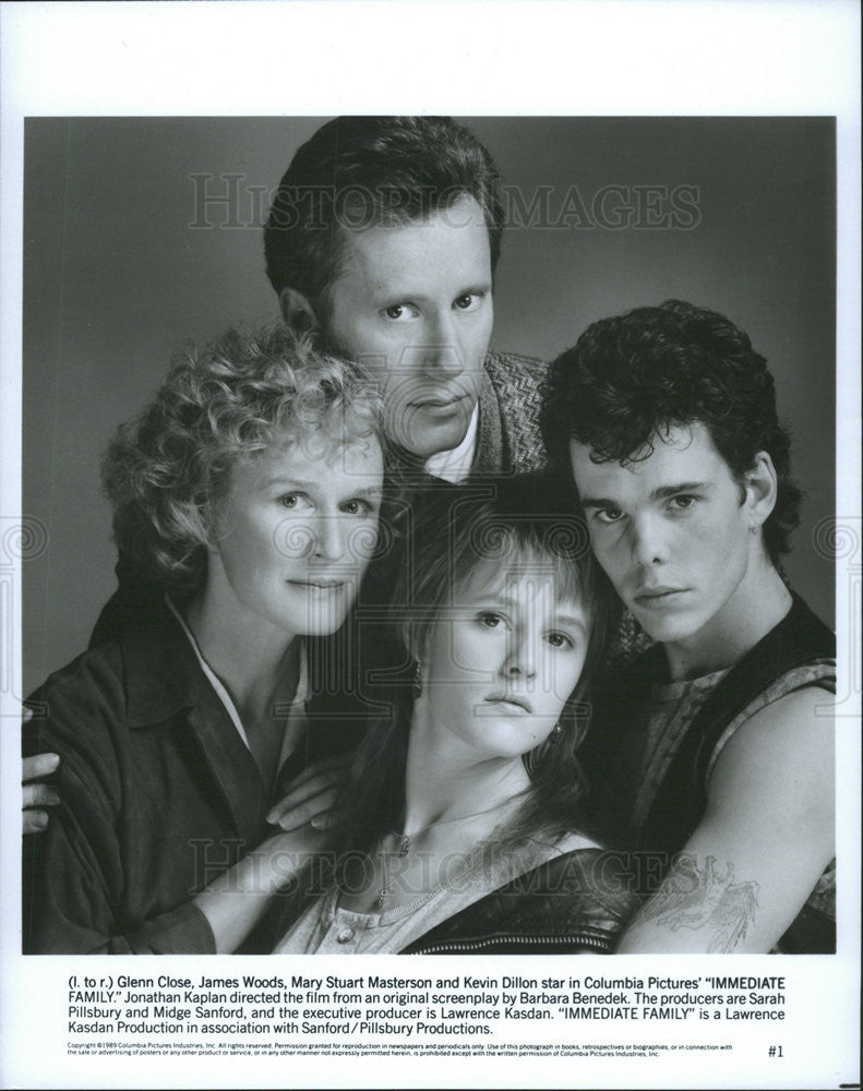 1989 Press Photo Glenn Close James Woods Mary Stuart Masterson Kevin Dillon - Historic Images