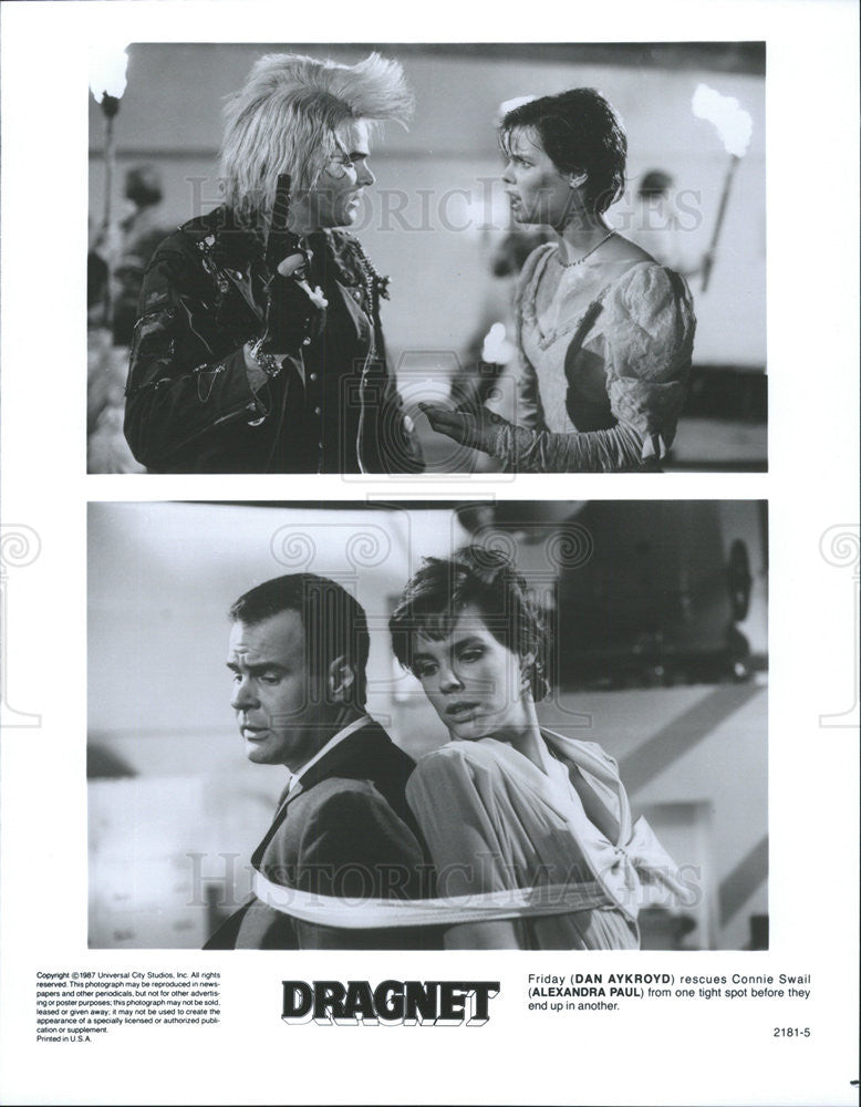 1987 Press Photo Dan Aykroyd Actor Alexandra Paul Actress Comedy Film Dragnet - Historic Images