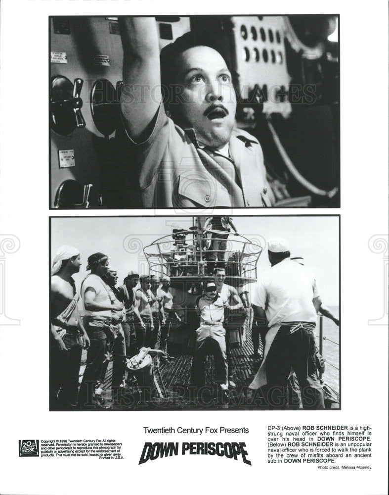 1996 Press Photo Rob Schneider Actor Scenes Down Periscope Film Movie Comedy - Historic Images