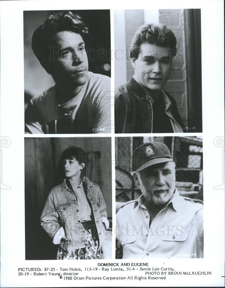 1988 Press Photo Tom Hulce Ray Liotta Jamie Lee Curtis Robert Young Director - Historic Images