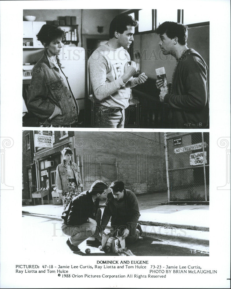 1988 Press Photo Jamie Lee Curtis Ray Liotta Tom Hulce Dominick Eugene Movie - Historic Images