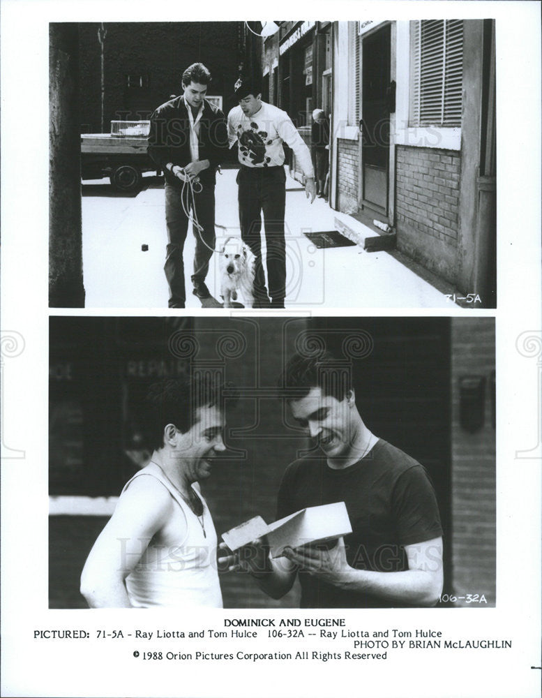 1988 Press Photo Ray Liotta &amp; Tom Hulce Star In Dominic &amp; Eugene - Historic Images