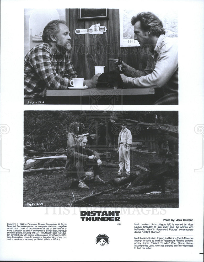 1988 Press Photo John Lithgow Jamey Sheridan Ralph Macchio Star Distant Thunder - Historic Images