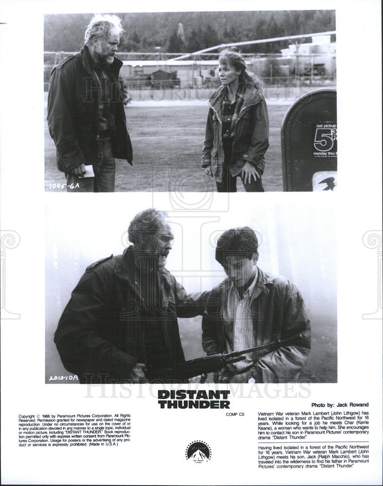 1988 Press Photo John Lithgow ralph Macchio Kerrie Keane Star In Distant Thunder - Historic Images