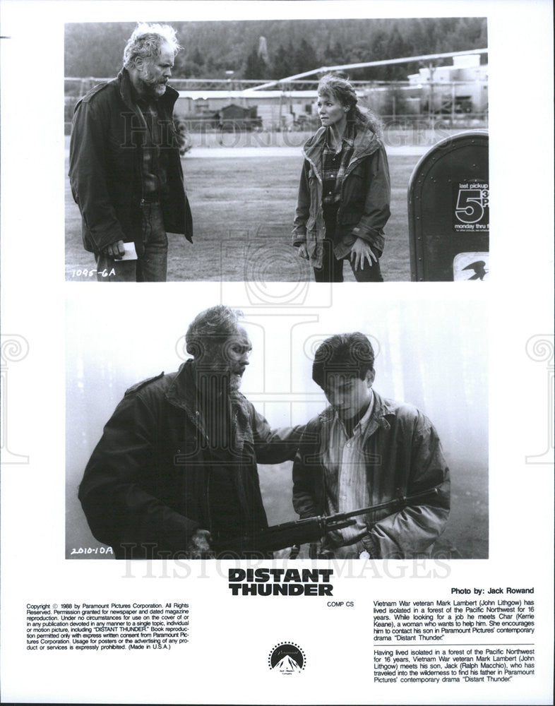 1988 Press Photo Ralph Macchio John Lithgow Kerrie Keane Star In Distant Thunder - Historic Images