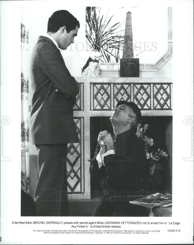 1981 Press Photo Michel Serrault Actor Giovanni Vettorazzo La Cage Aux Folles II - Historic Images