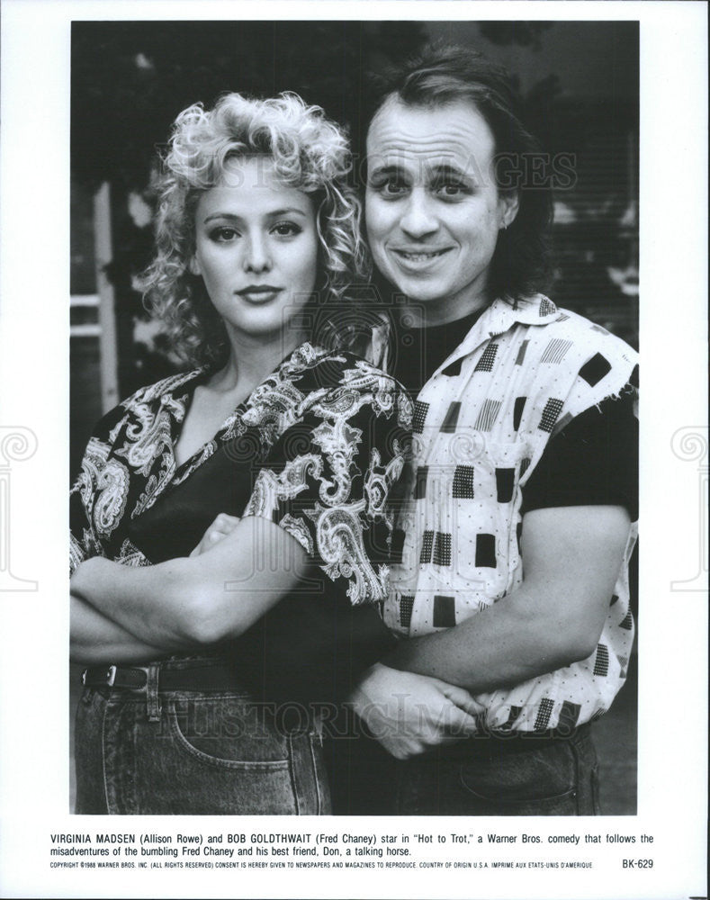 1988 Press Photo Virginia Madsen &amp; Bob Goldthwait Star In Hot To Trot - Historic Images