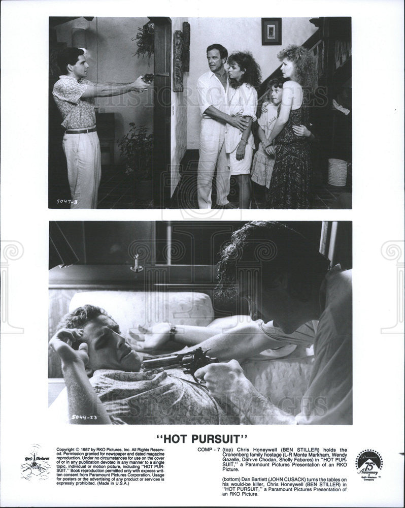 1987 Press Photo Ben Stiller &amp; John Cusak Star In Hot Pursuit - Historic Images