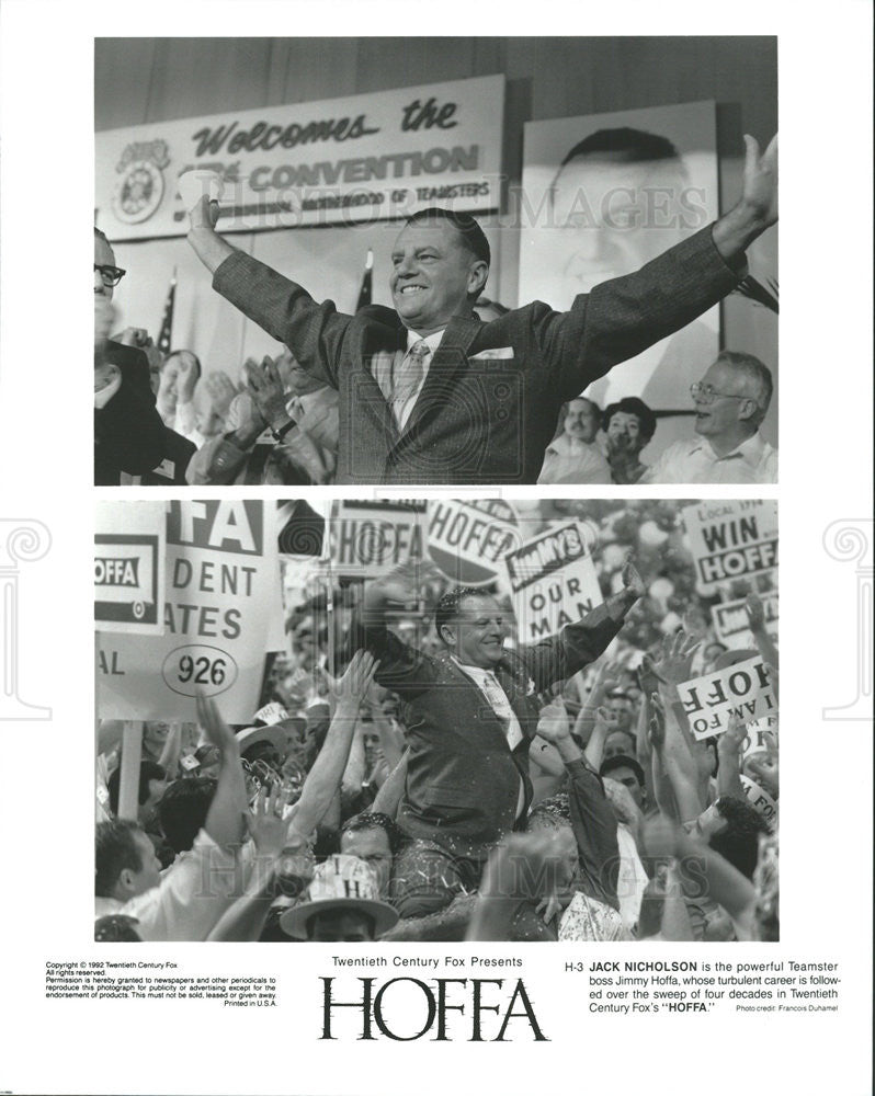 1992 Press Photo Jack Nicholson stars in &quot;Hoffa&quot; - Historic Images