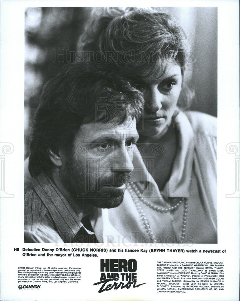 1988 Press Photo Chuck Norris Brynn Thayer Hero And The Terror - Historic Images