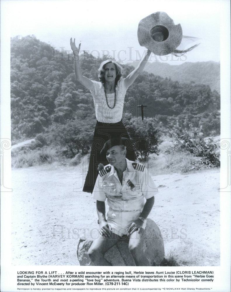 1980 Press Photo Cloris Leachman, Harvey Korman star in "Herbie Goes Bananas" - Historic Images