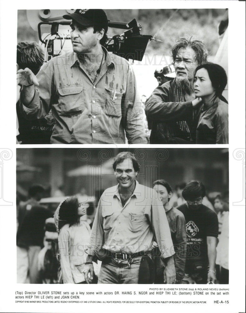 1993 Press Photo Director Oliver Stone Heaven &amp; Earth Haing S Ngor Hiep Thi Le - Historic Images