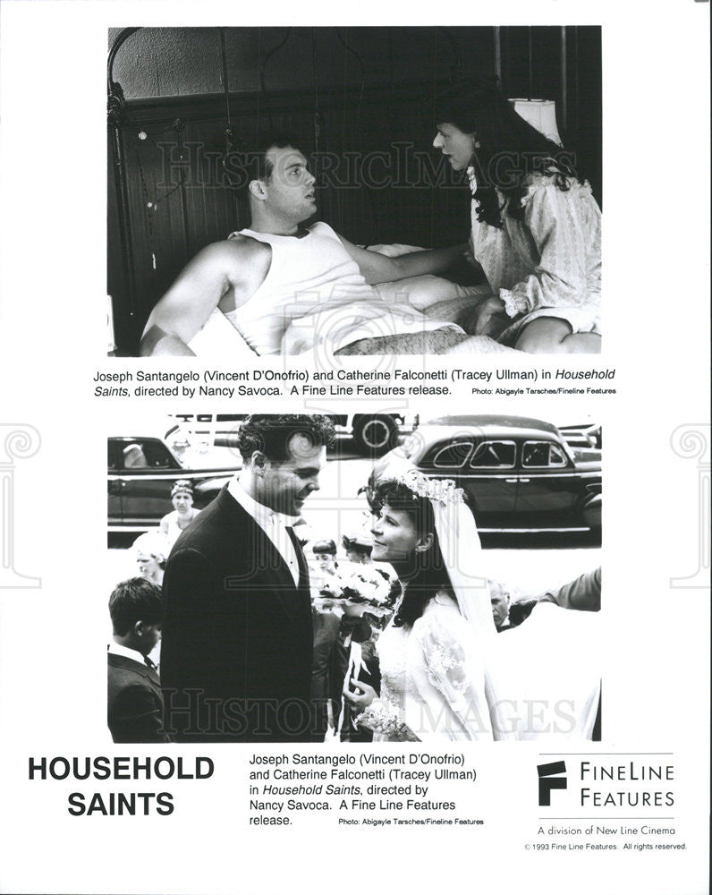 1993 Press Photo Vincent D&#39;Onofrio, Tracey Ullman in &quot;Household Saints&quot; - Historic Images