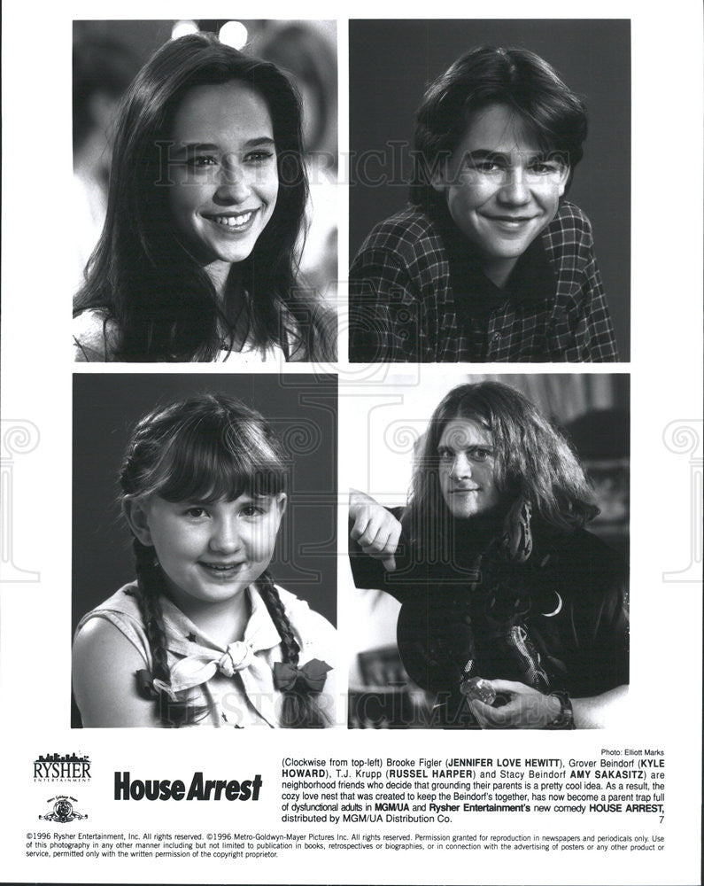 1996 Press Photo "House Arrest" Jennifer Love Hewitt, Kyle Howard, Russel Harper - Historic Images