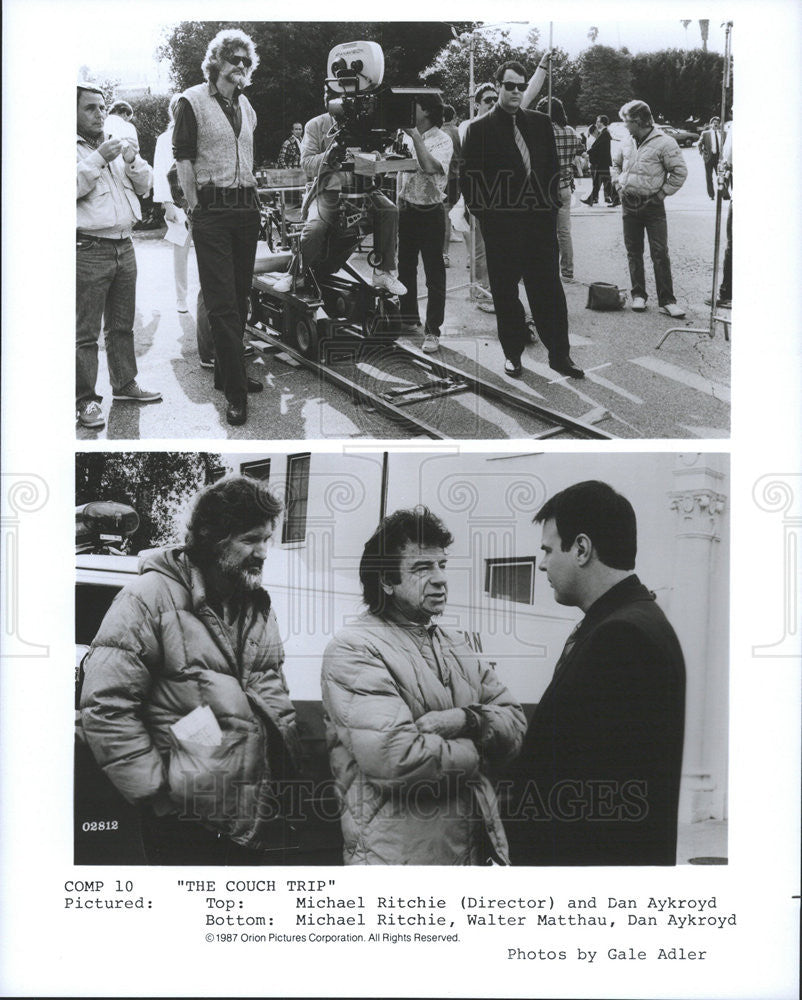 1987 Press Photo Director Michael Ritchie, Dan Aykroyd &quot;The Couch Trip&quot; - Historic Images