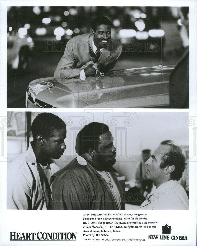 1990 Press Photo Heart Condition Denzel Washington Ron Taylor Bob Hoskins - Historic Images