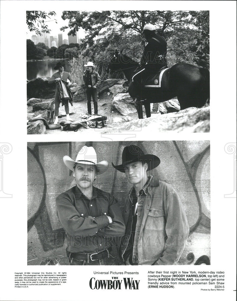 1994 Press Photo The Cowboy Way Woody Harrelson Keifer Sutherland Ernie Hudson - Historic Images