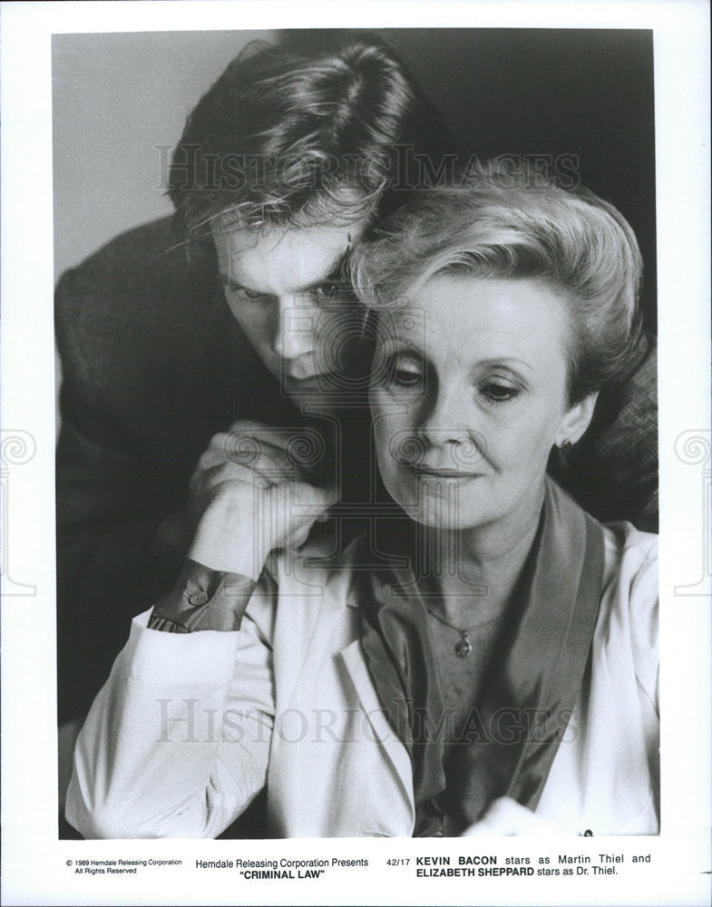 1989 Press Photo Kevin Bacon Actor Elizabeth Sheppard Criminal Law Movie Film - Historic Images