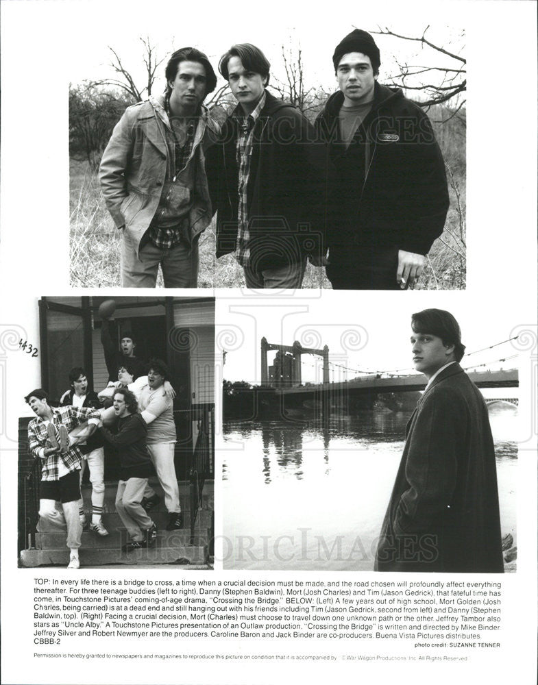Press Photo Stephen Baldwin, Josh Charles &amp; Jason Gedrick &quot;Crossing the Bridge&quot; - Historic Images