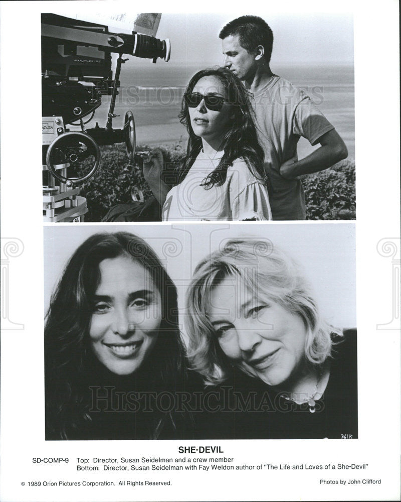 1989 Press Photo Susan Seidelman &amp; Fay Weldon, &quot;She-Devil&quot; - Historic Images