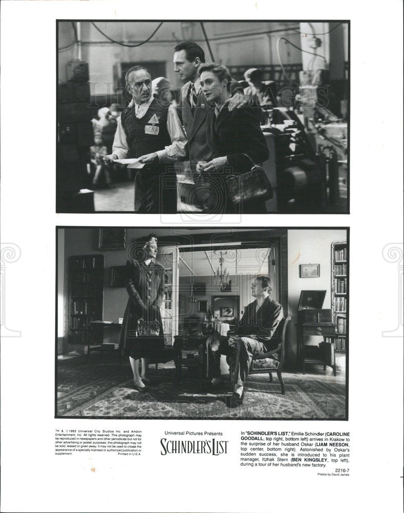 1993 Press Photo Schindler&#39;s List Caroline Goodall Liam Neeson Ben Kingsley - Historic Images