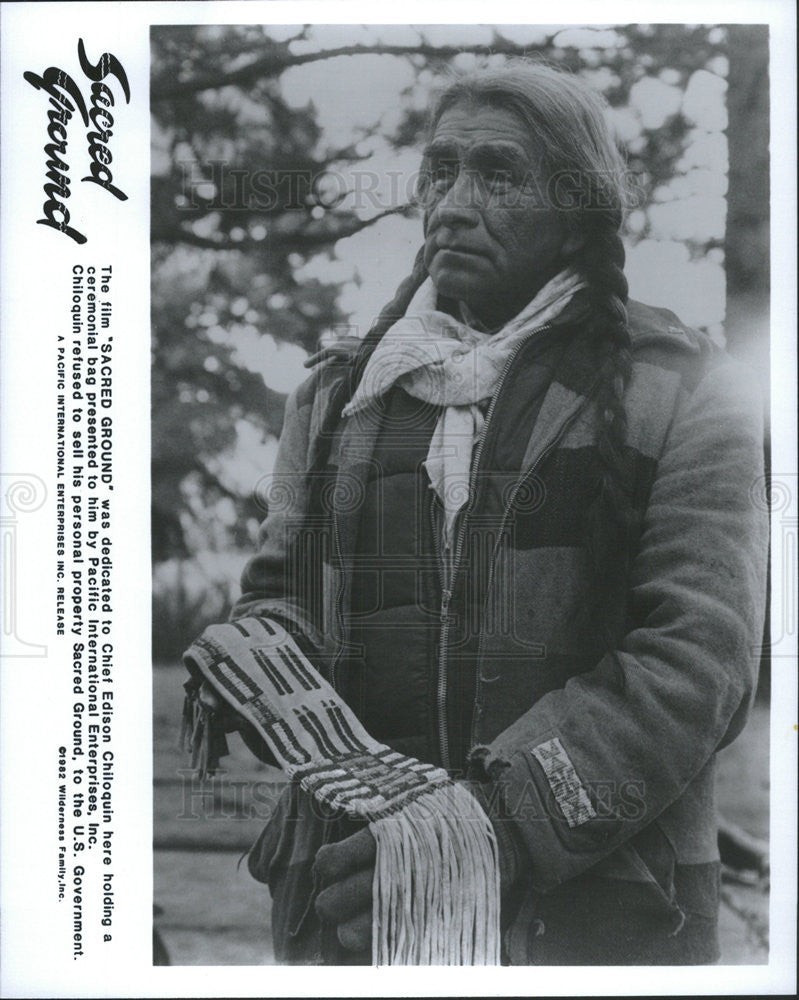 1982 Press Photo &quot;Sacred Ground&quot; was dedicated to Chief Edison Chiloquin - Historic Images