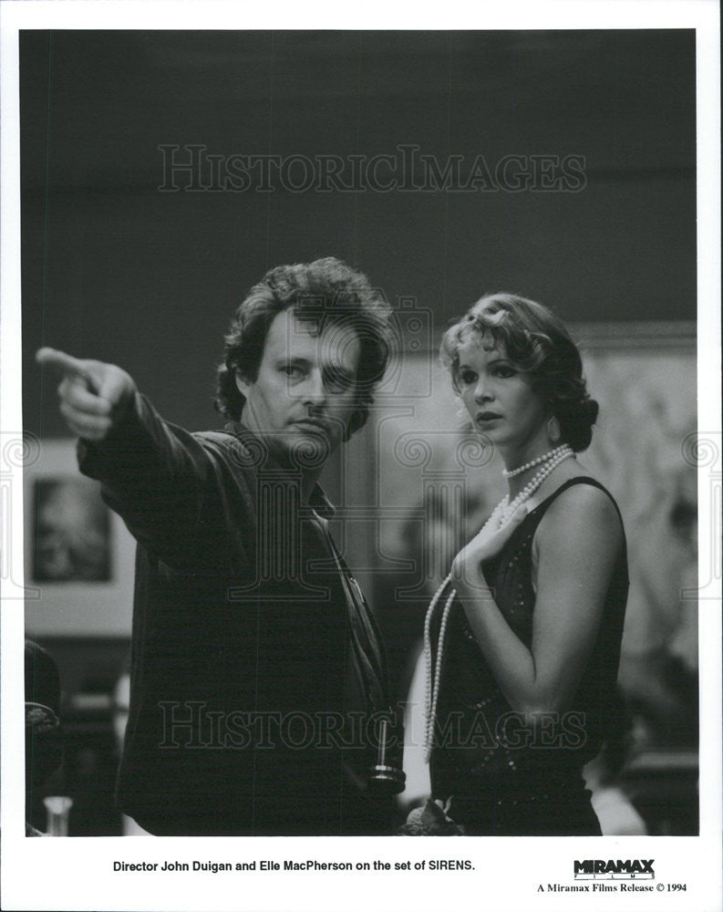 Sirens Director John Duigan and Elle MacPherson on set 1994 vintage promo  photo print - Historic Images