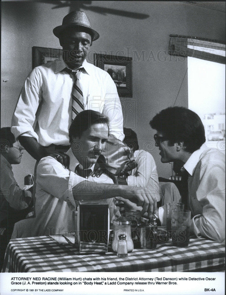 1981 Press Photo William Hurt, Ted Danson, J.A. Preston in &quot;Body Heat&quot; - Historic Images