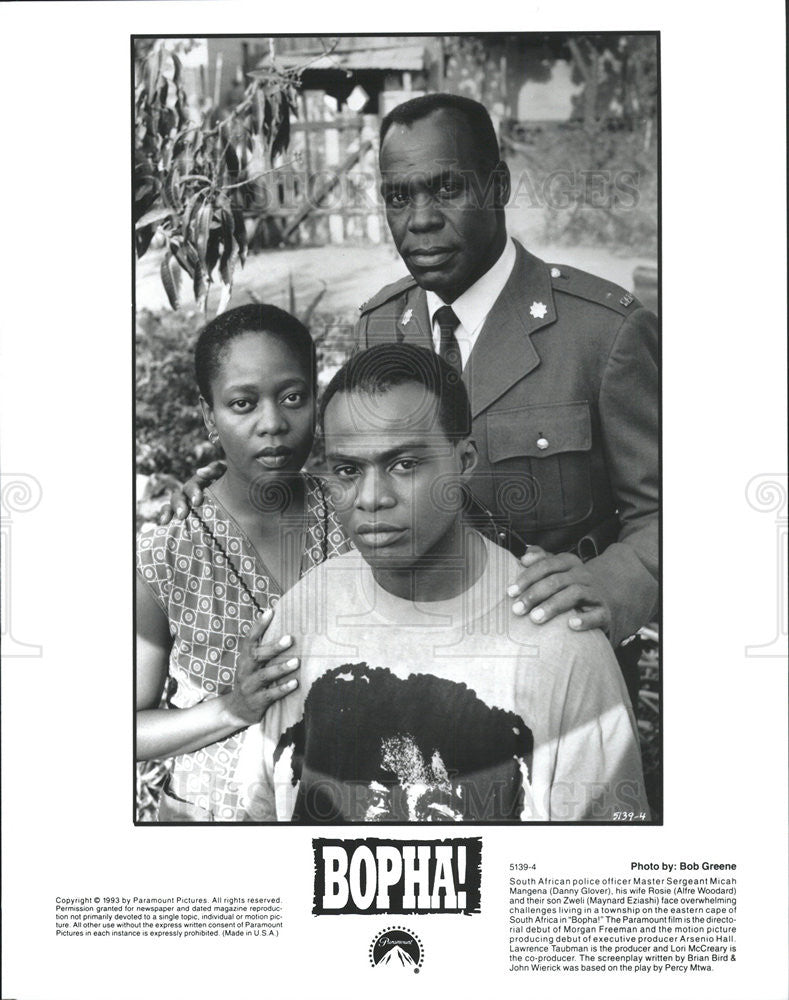 1993 Press Photo Danny Glover, Alfre Woodard, Maynard Eziashi star in &quot;Bopha&quot; - Historic Images