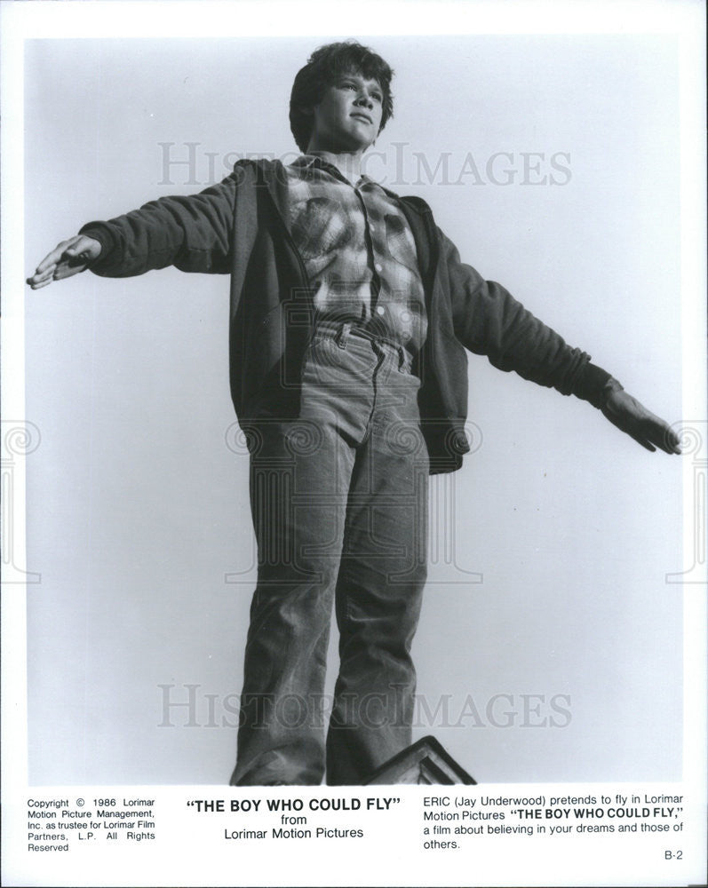 1986 Press Photo The Boy Who Could Fly Jay Underwood - Historic Images