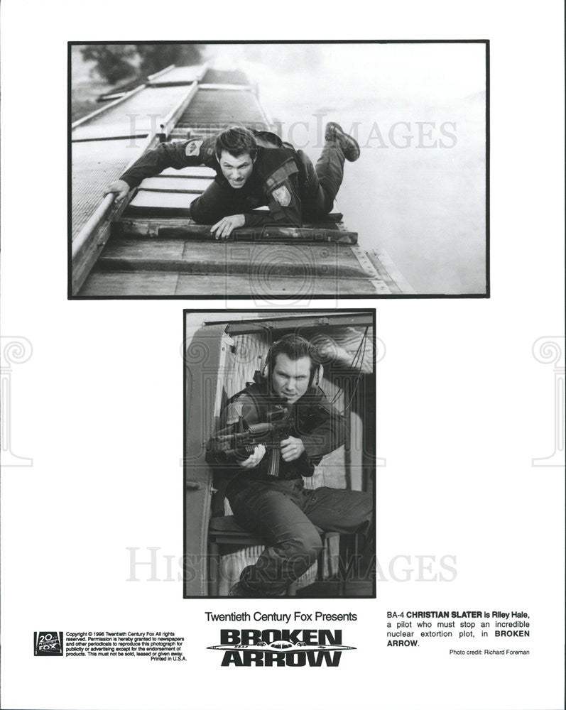 1996 Press Photo Christian Slater in &quot;Broken Arrow&quot; - Historic Images