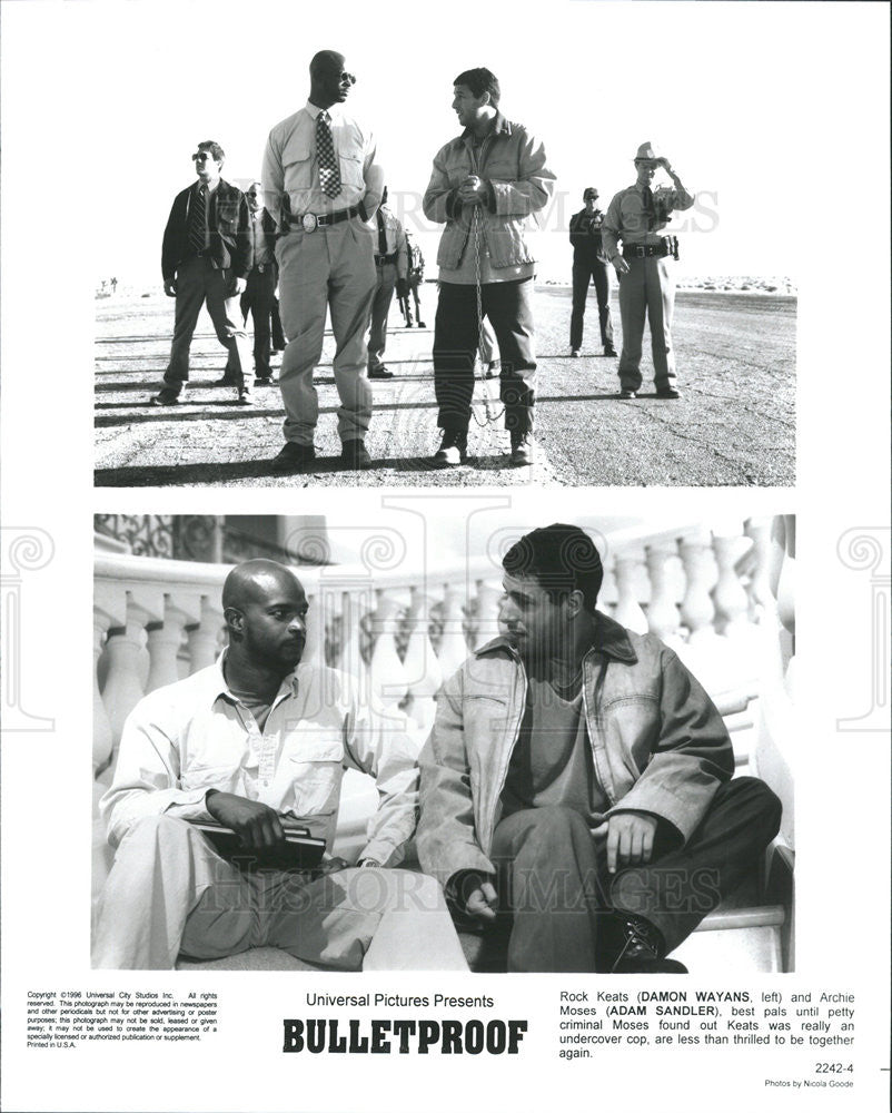 1996 Press Photo Damon Wayans, Adam Sandler in &quot;Bulletproof&quot; - Historic Images