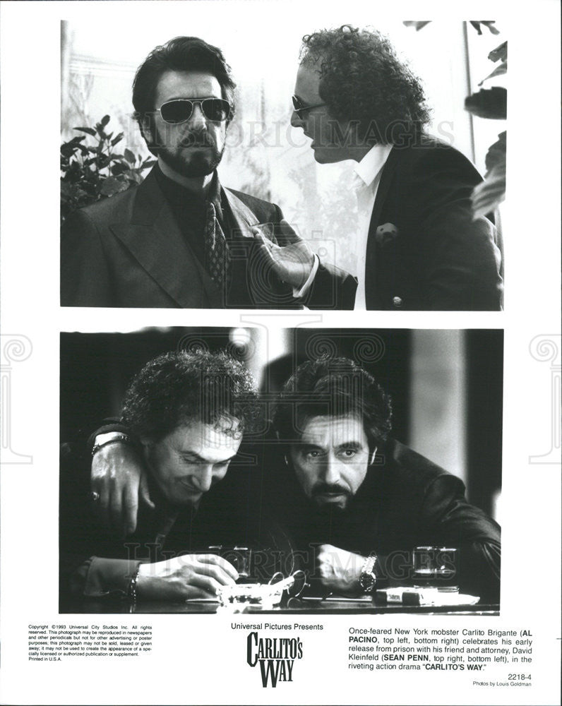 1993 Press Photo Al Pacino, Sean Penn in &quot;Carlito&#39;s way&quot; - Historic Images