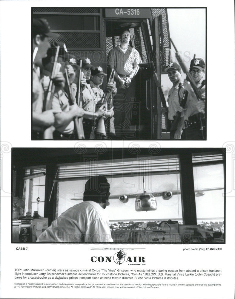 1997 Press Photo John Malkovich &amp; John Cusak Star In Con Air - Historic Images