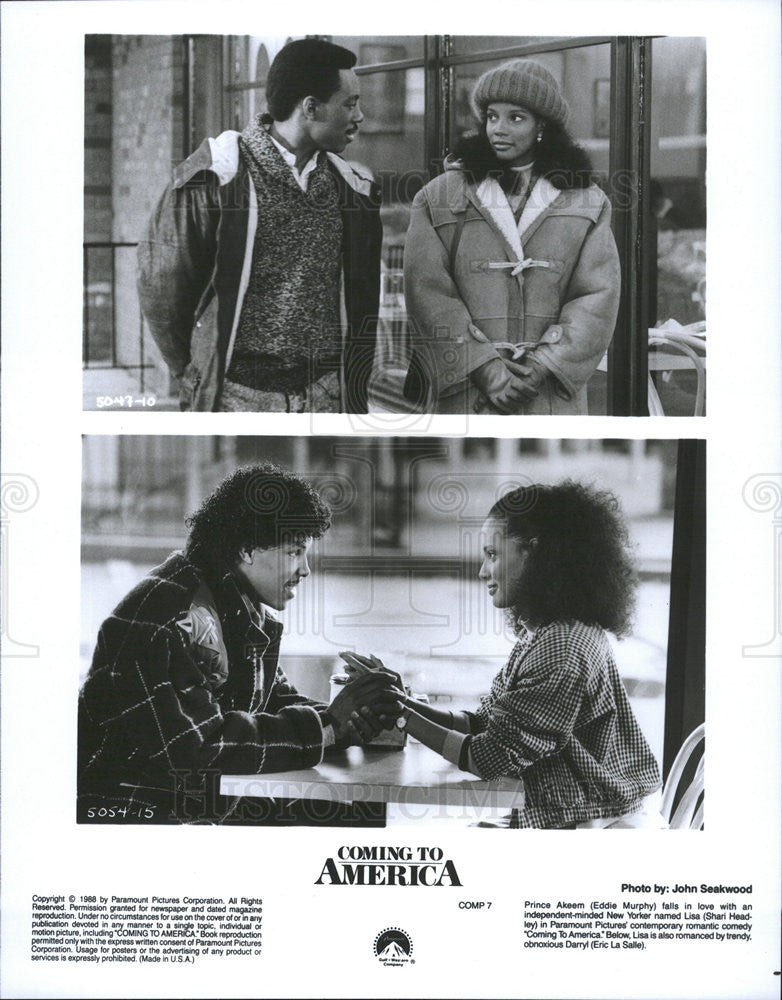 1988 Press Photo Eddie Murphy, Shari Headley, Eric La Salle &quot;Coming To America&quot; - Historic Images