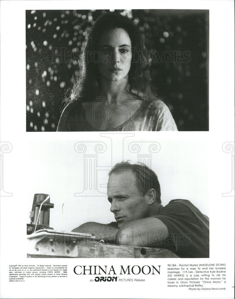 1993 Press Photo China Moon Madeleine Stowe Ed Harris - Historic Images