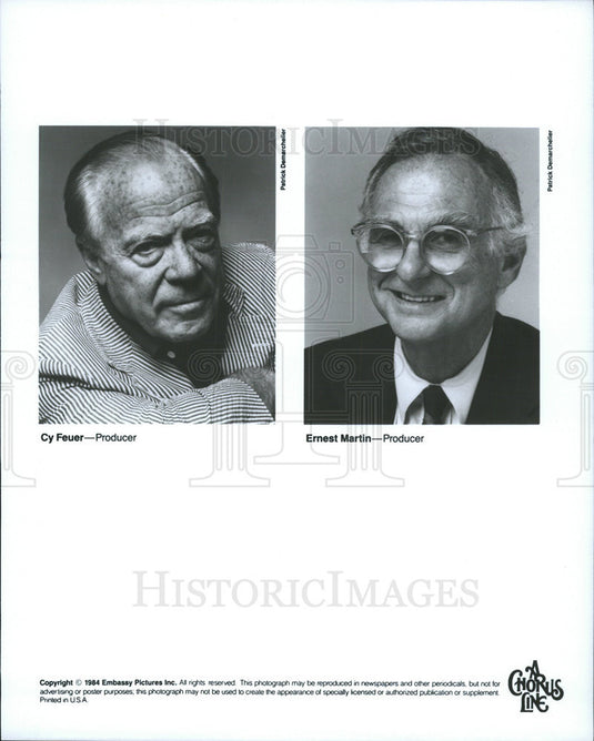 1984 Press Photo "A Chorus Line" Producers Cy Feuer, Ernest Martin - Historic Images